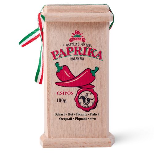 Fűszerpaprika őrlemény fa díszdobozban 100g erős