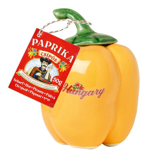 Fűszerpaprika őrlemény mázas kerámia paprikában "Duna" erős 50g (sárga)